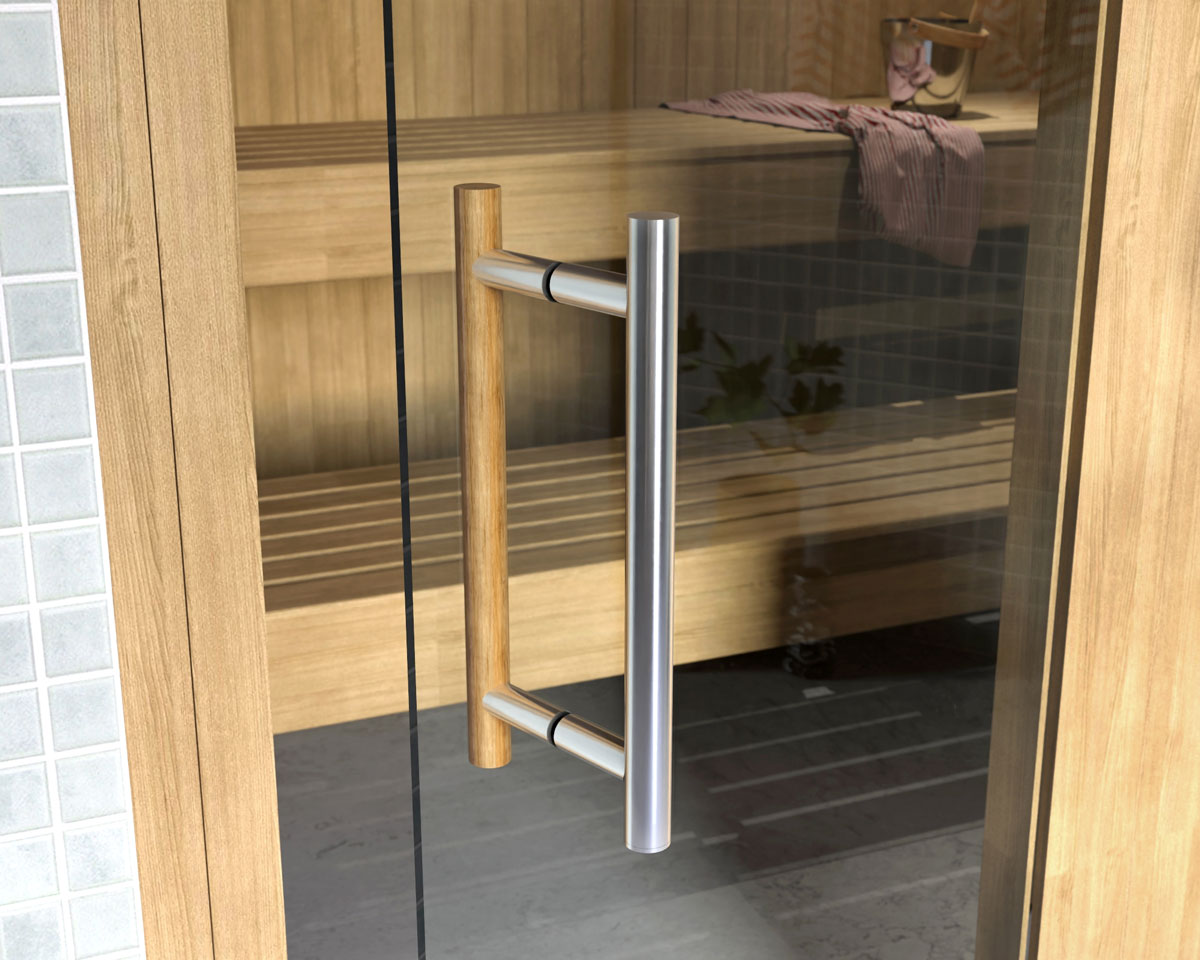 Glass og beslag til badstue